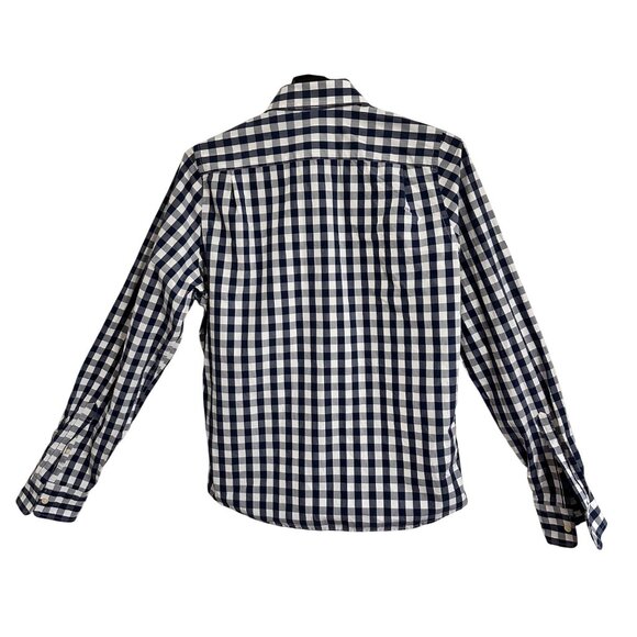 Abercrombie & Fitch Blue White Gingham Long Sleeve Muscle Fit Button-Up Shirt XL - Picture 3 of 11